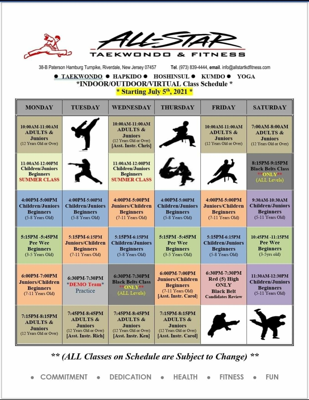 Schedule | ALL Star Taekwondo & Fitness